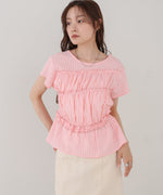 フレンチスリーブギャザーフリルブラウス