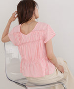 フレンチスリーブギャザーフリルブラウス