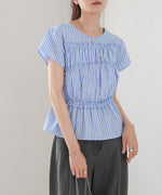 フレンチスリーブギャザーフリルブラウス