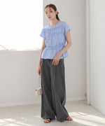 フレンチスリーブギャザーフリルブラウス