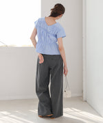 フレンチスリーブギャザーフリルブラウス