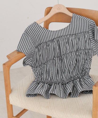 フレンチスリーブギャザーフリルブラウス