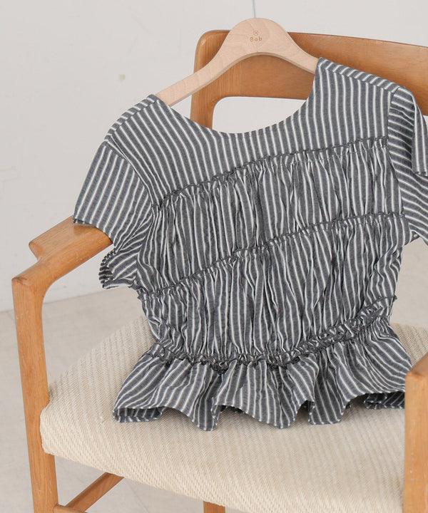 フレンチスリーブギャザーフリルブラウス