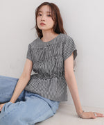 フレンチスリーブギャザーフリルブラウス