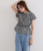 フレンチスリーブギャザーフリルブラウス