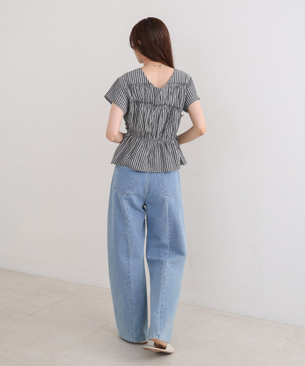 フレンチスリーブギャザーフリルブラウス