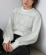 ショート丈チュールレイヤードスウェット