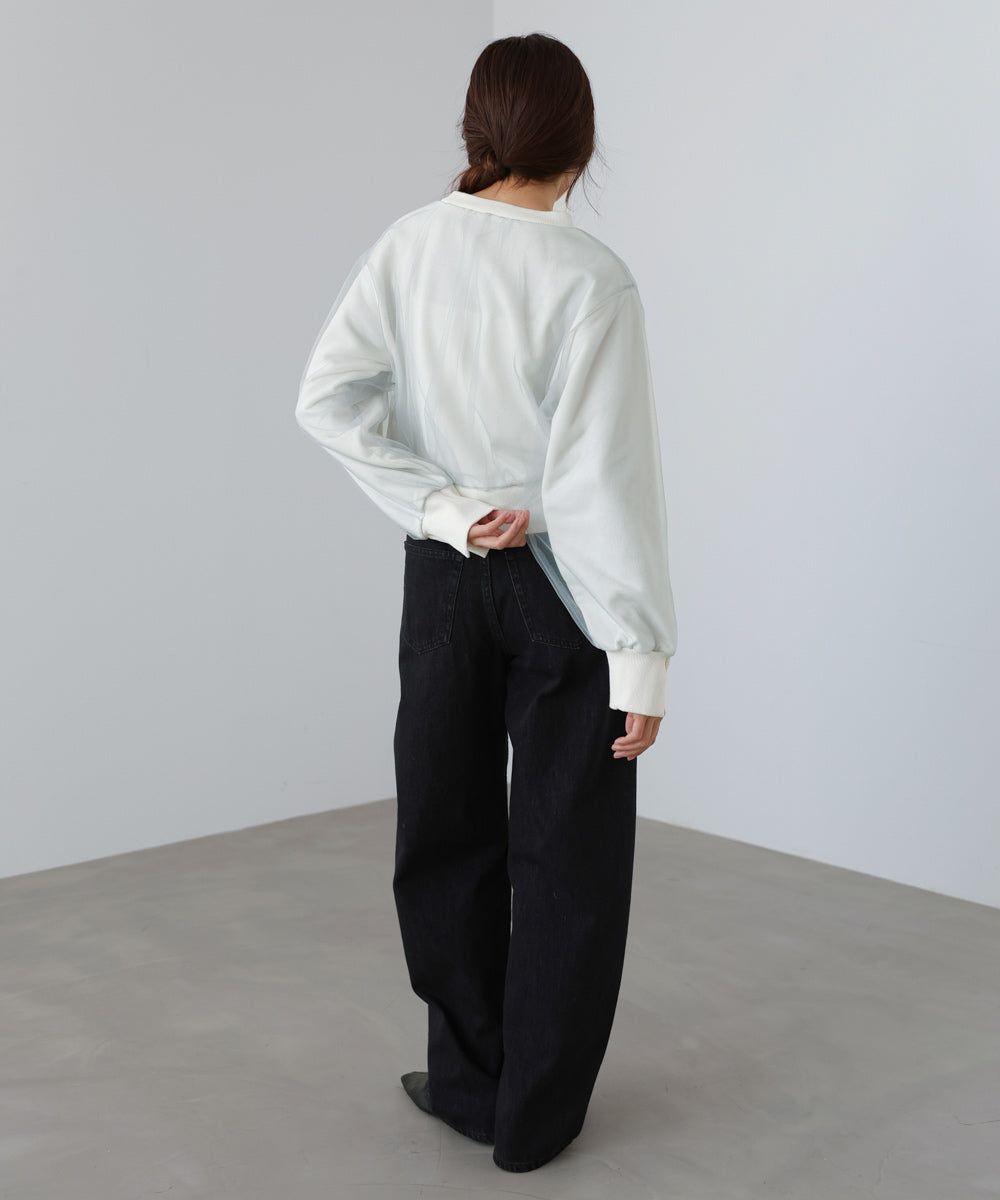 ショート丈チュールレイヤードスウェット