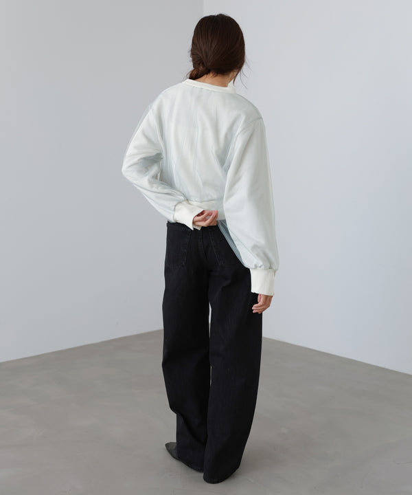 ショート丈チュールレイヤードスウェット