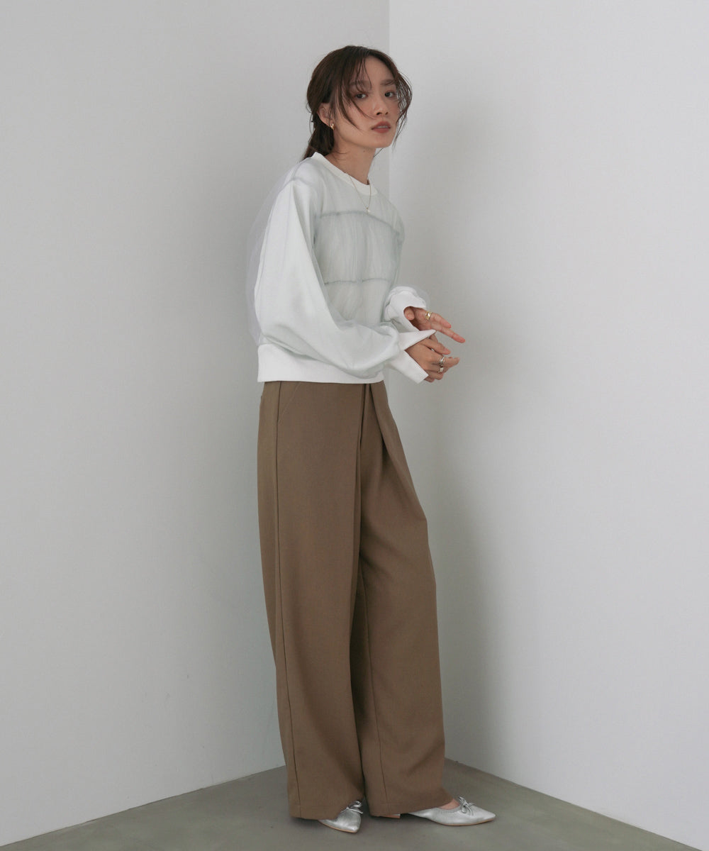 ショート丈チュールレイヤードスウェット