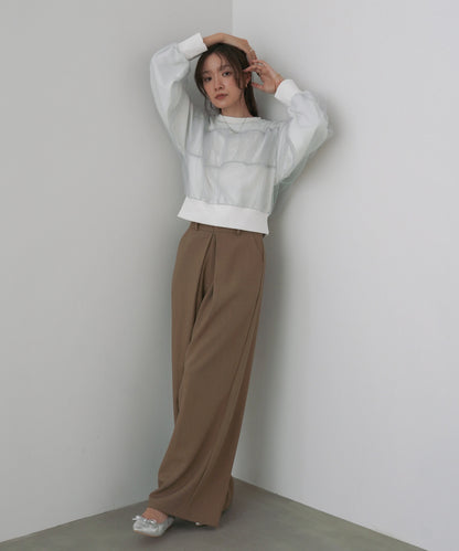 ショート丈チュールレイヤードスウェット