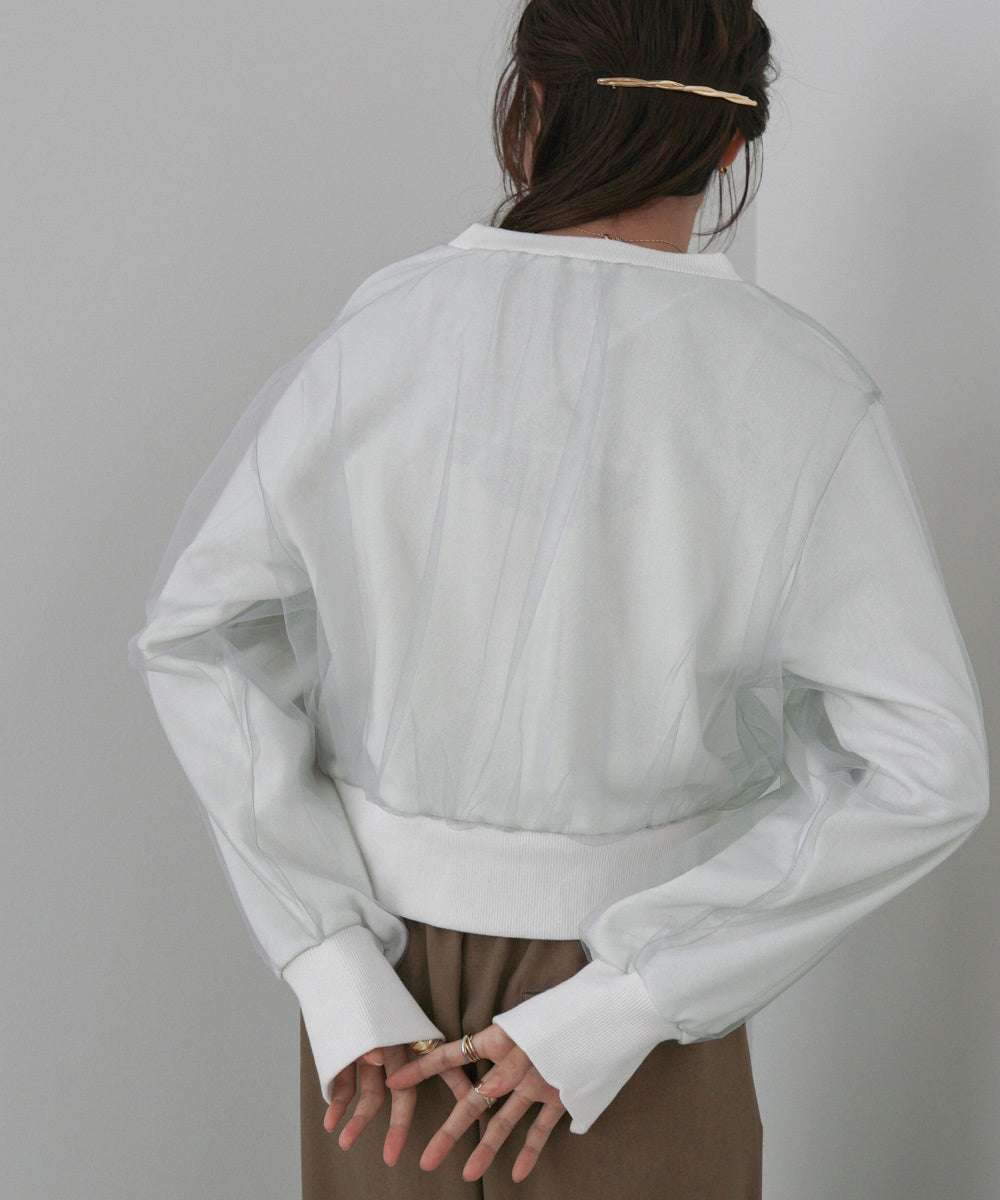 ショート丈チュールレイヤードスウェット