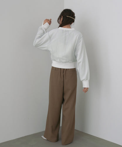 ショート丈チュールレイヤードスウェット