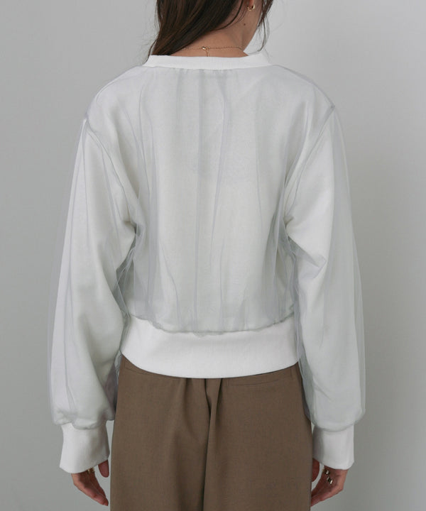 ショート丈チュールレイヤードスウェット