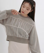 ショート丈チュールレイヤードスウェット