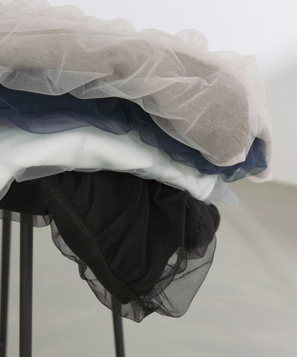 ショート丈チュールレイヤードスウェット