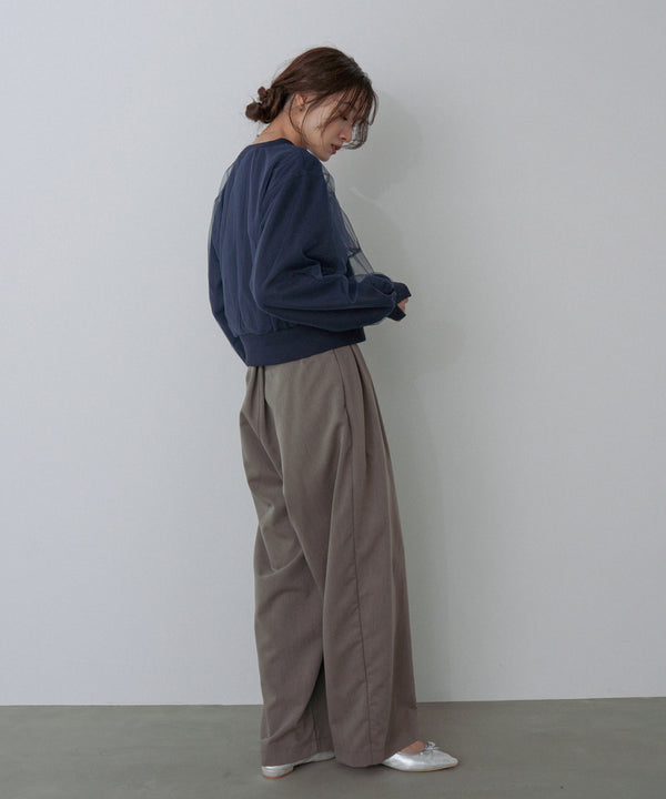 ショート丈チュールレイヤードスウェット