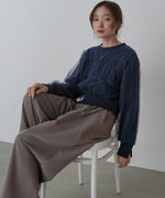 ショート丈チュールレイヤードスウェット