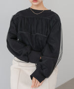 ショート丈チュールレイヤードスウェット