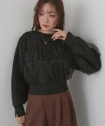 ショート丈チュールレイヤードスウェット