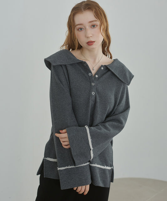 ビッグカラー2WAYスウェットトップス