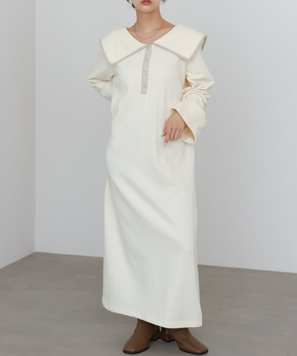 【選べるサイズ展開】ビッグカラースウェットワンピース