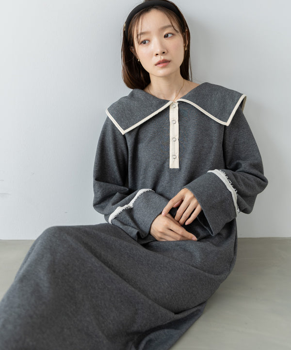 【選べるサイズ展開】ビッグカラースウェットワンピース