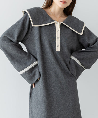 【選べるサイズ展開】ビッグカラースウェットワンピース