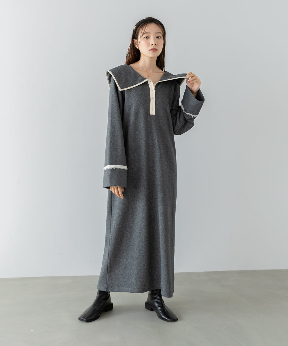 【選べるサイズ展開】ビッグカラースウェットワンピース