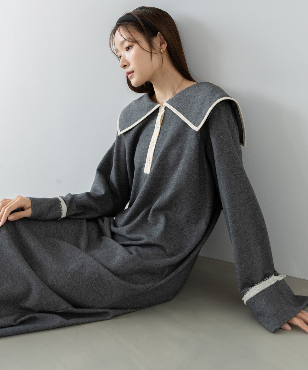 【選べるサイズ展開】ビッグカラースウェットワンピース