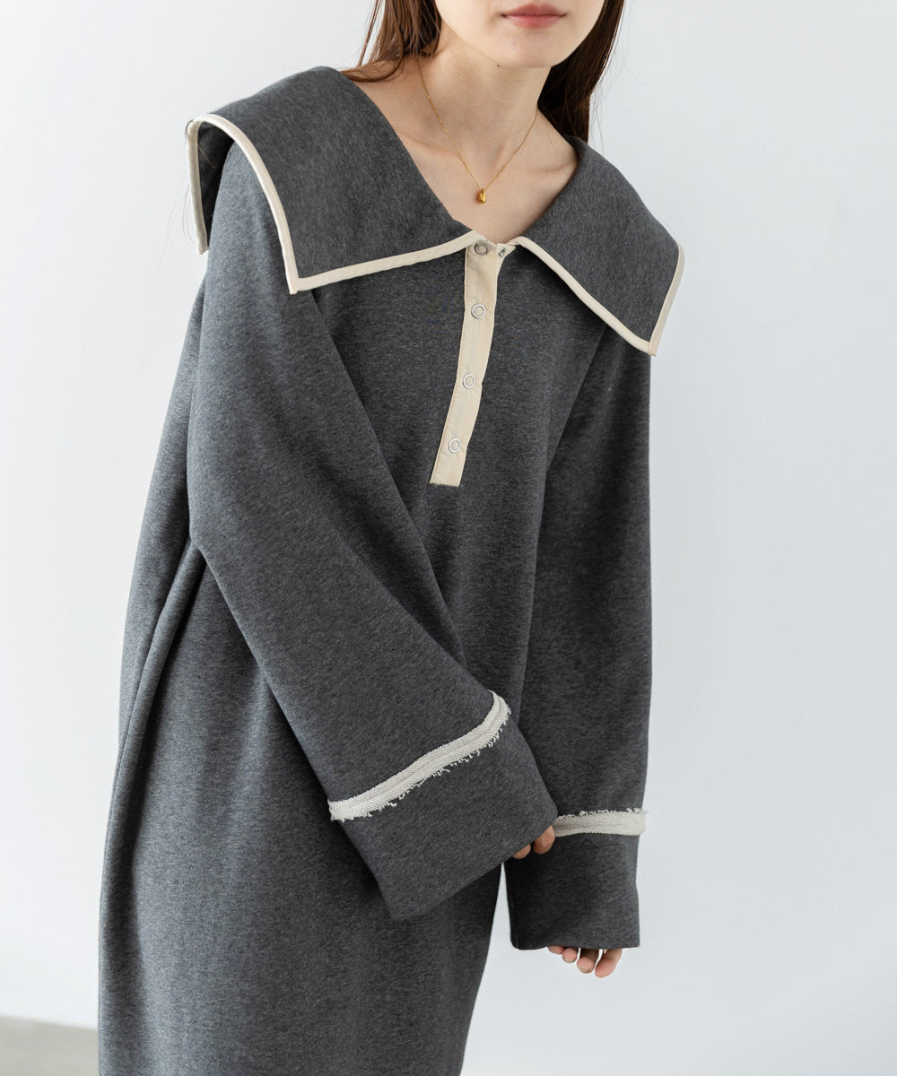 【選べるサイズ展開】ビッグカラースウェットワンピース