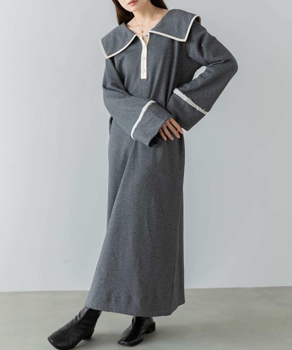 【選べるサイズ展開】ビッグカラースウェットワンピース