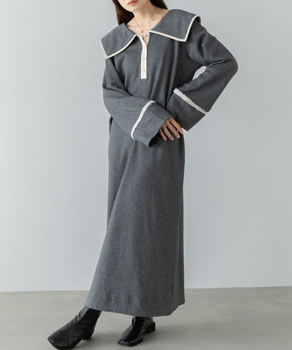 【選べるサイズ展開】ビッグカラースウェットワンピース