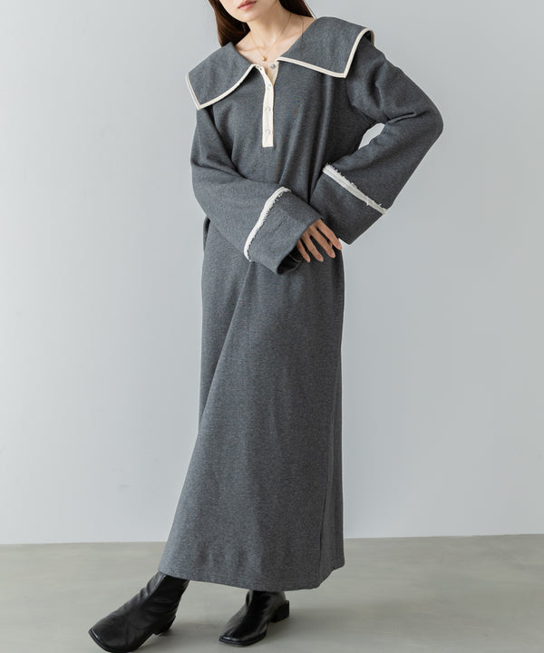 【選べるサイズ展開】ビッグカラースウェットワンピース