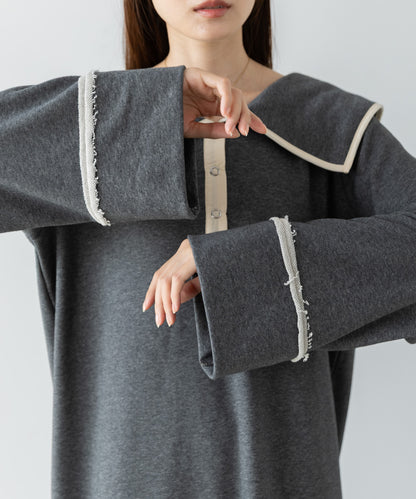 【選べるサイズ展開】ビッグカラースウェットワンピース