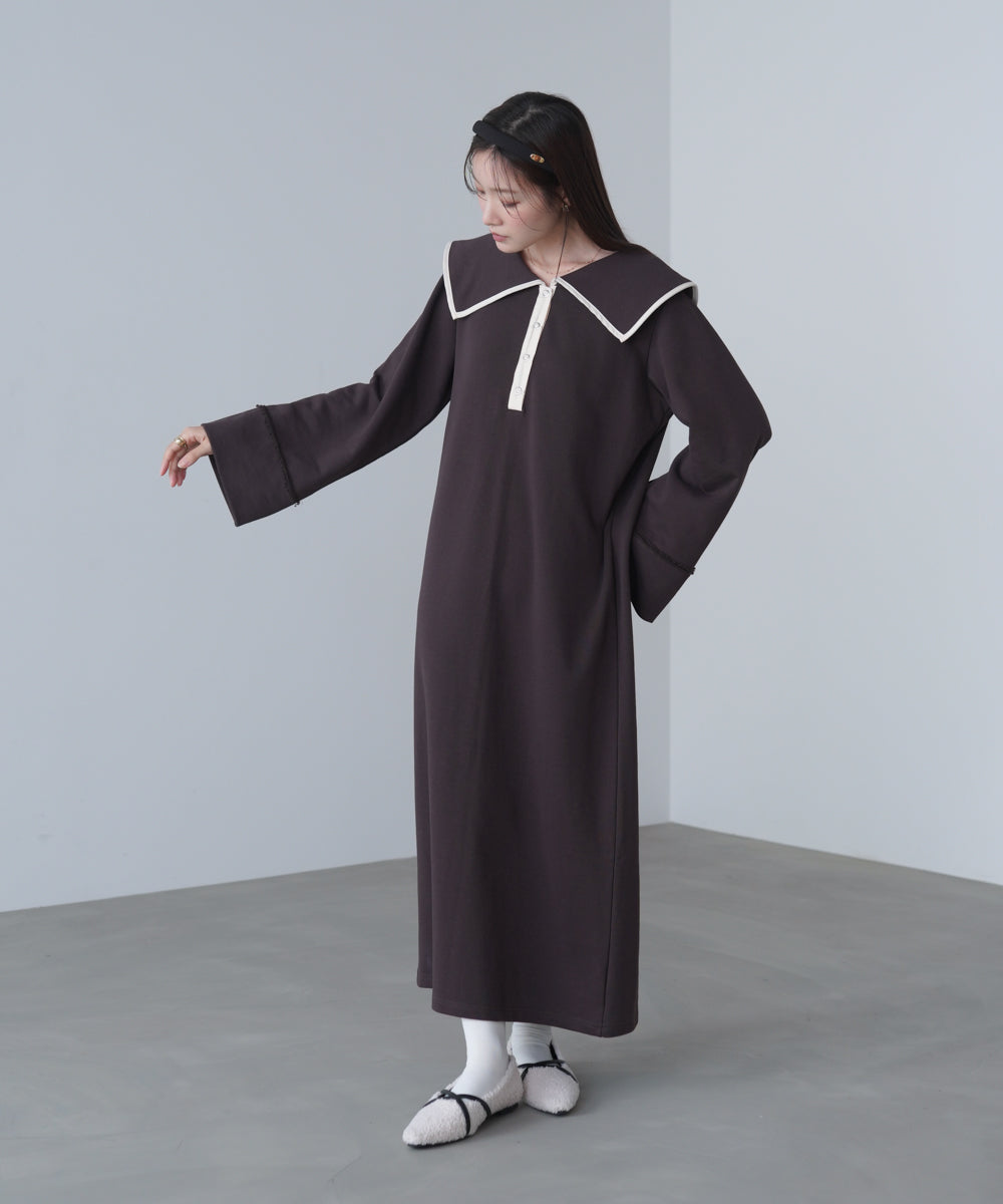 【選べるサイズ展開】ビッグカラースウェットワンピース