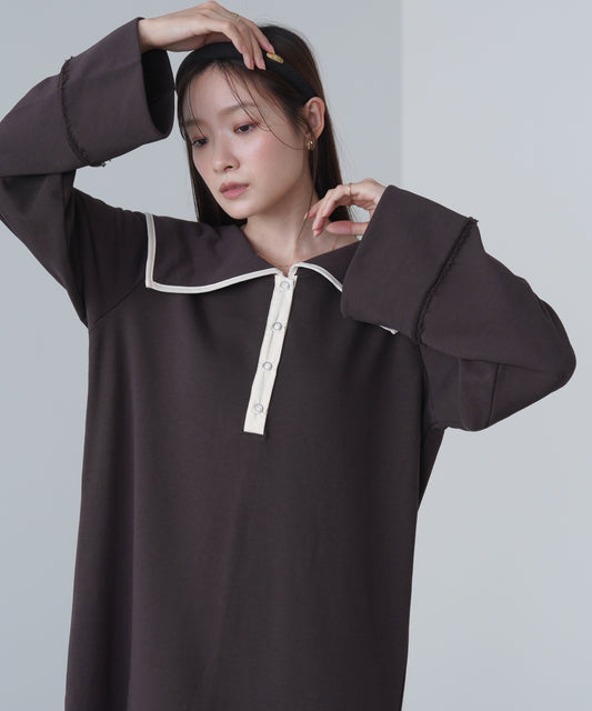 【選べるサイズ展開】ビッグカラースウェットワンピース