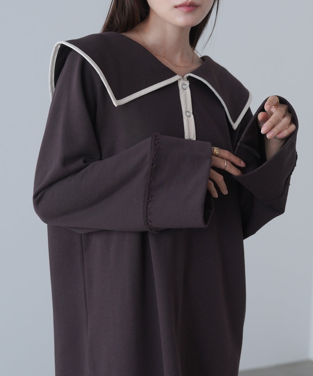 【選べるサイズ展開】ビッグカラースウェットワンピース