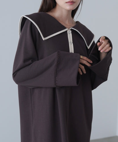 【選べるサイズ展開】ビッグカラースウェットワンピース