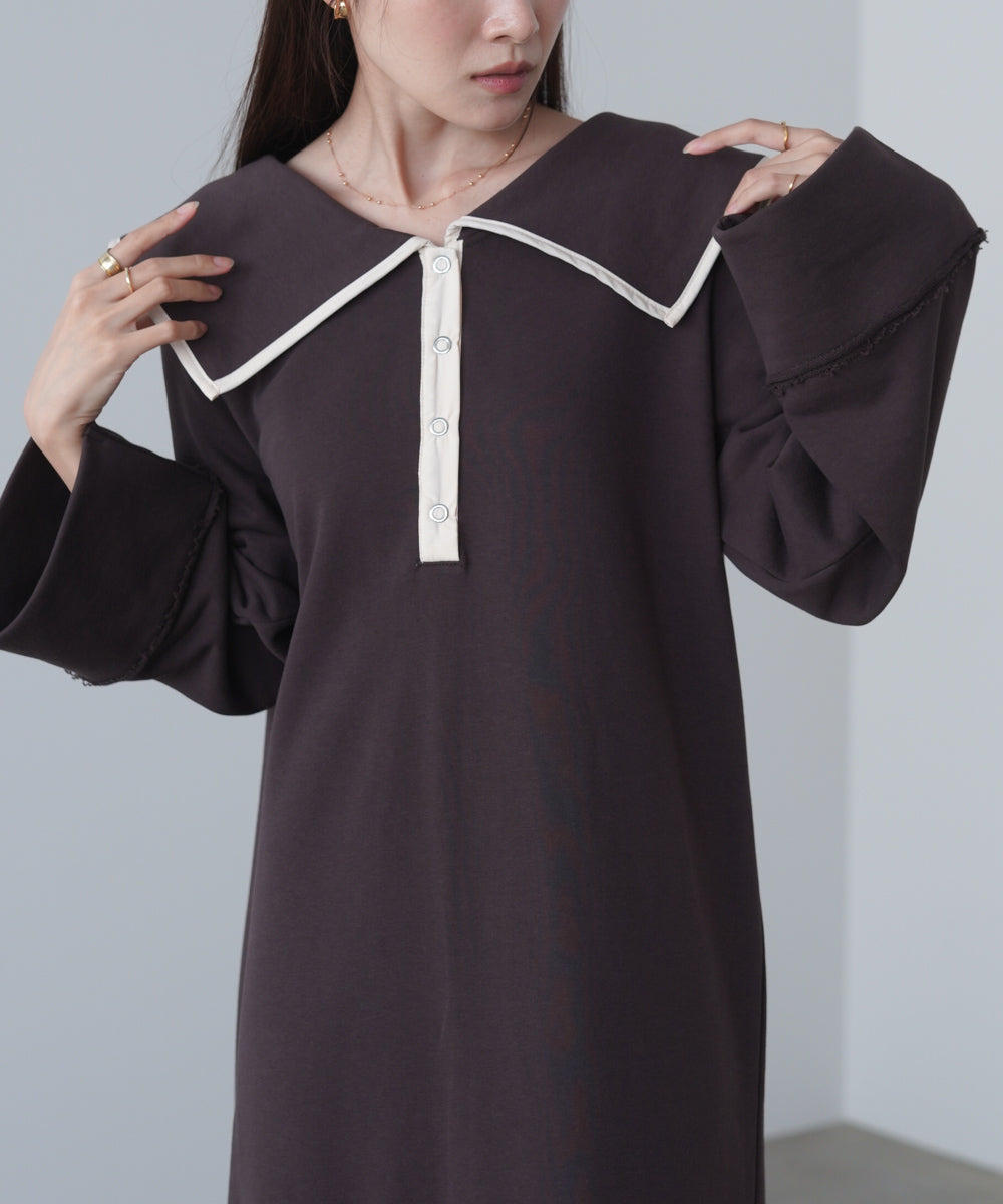 【選べるサイズ展開】ビッグカラースウェットワンピース