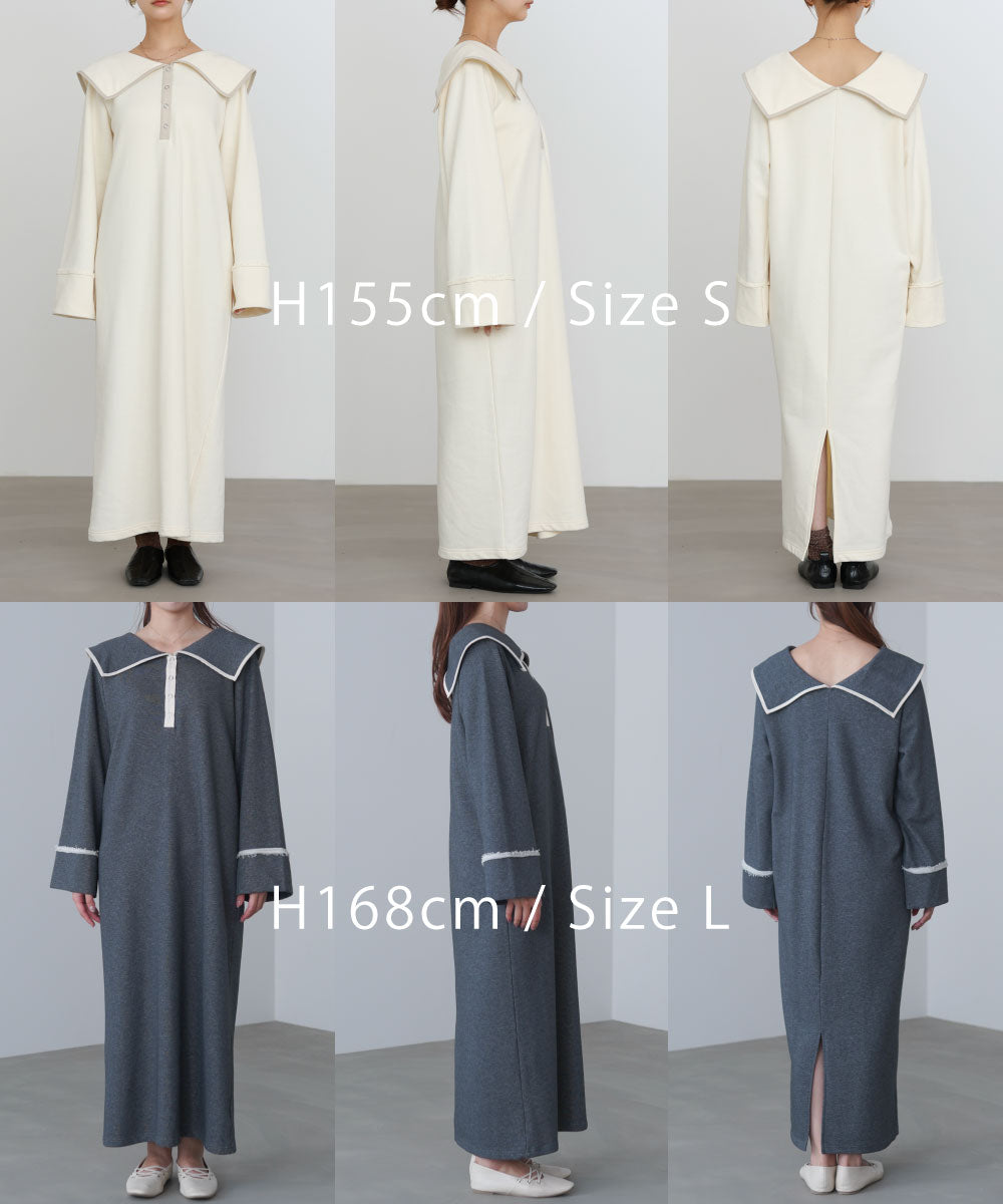 【選べるサイズ展開】ビッグカラースウェットワンピース