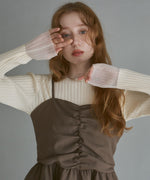 【選べるネック】シアー使いリブニットトップス