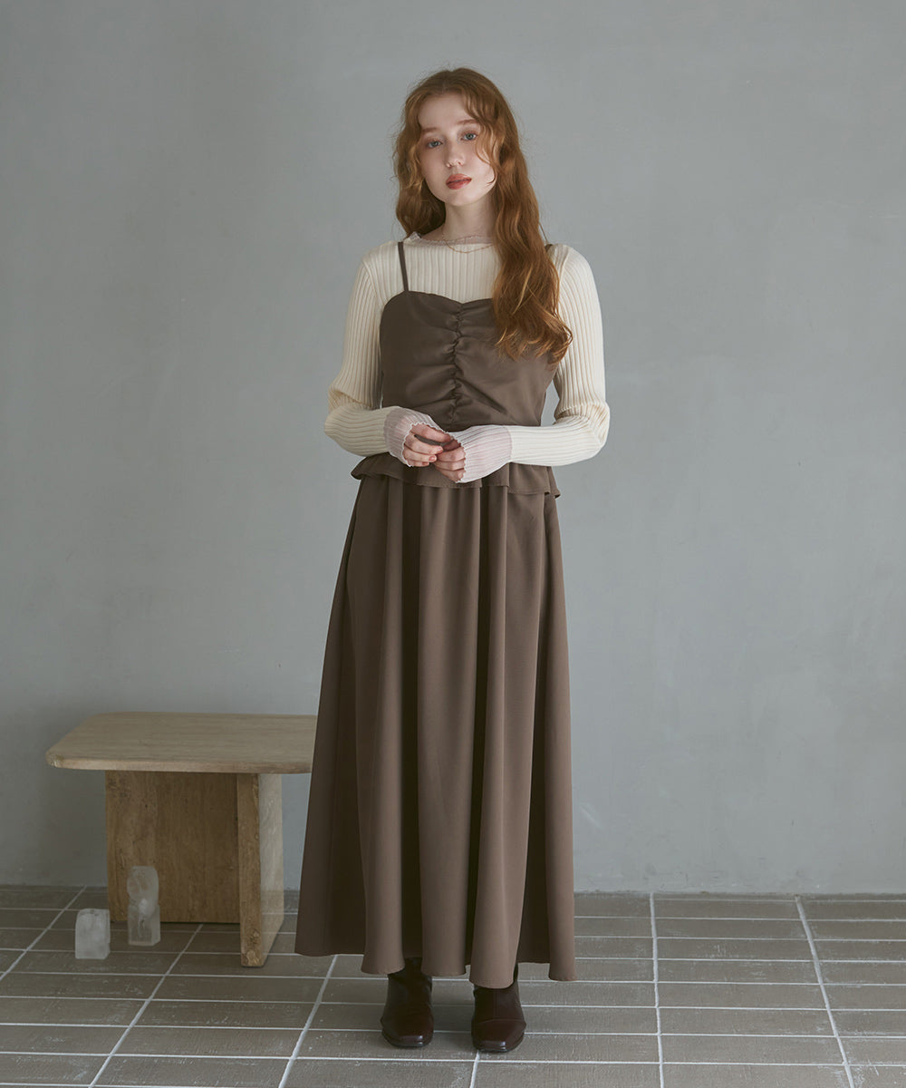 【選べるネック】シアー使いリブニットトップス