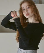 【選べるネック】シアー使いリブニットトップス