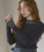 【選べるネック】シアー使いリブニットトップス