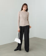 【選べるネック】シアー使いリブニットトップス