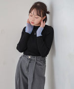 【選べるネック】シアー使いリブニットトップス