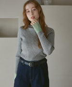 【選べるネック】シアー使いリブニットトップス