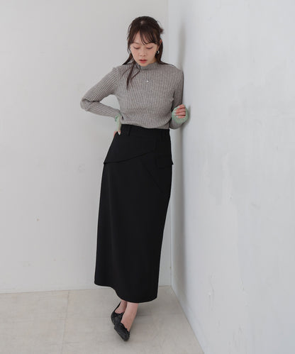 【選べるネック】シアー使いリブニットトップス