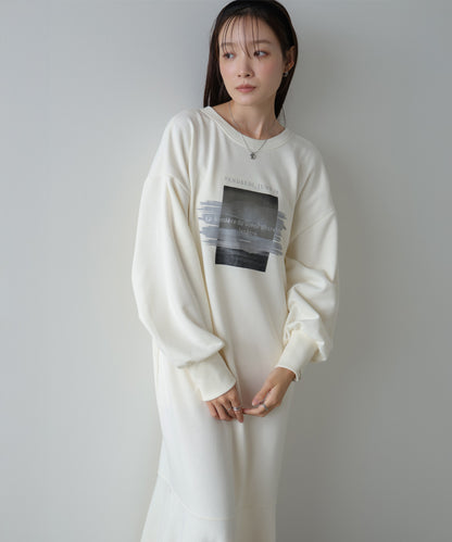 前後２ＷＡＹホックプリントマーメイドスウェットワンピース